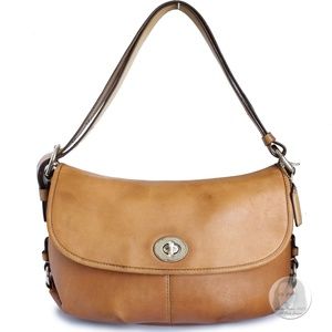 Coach Shoulder Bag Legacy Leather Flap Style F15170 Tan Convertible Cross Body